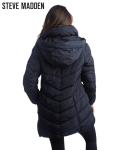 Steve Madden Women's Navy Long Puffer Coat