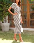 BTFBM Women’s Striped Midi Dress with Buttons