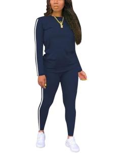 Women's Navy Soccer Tracksuit Set with Long Sleeves