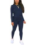 Women's Navy Soccer Tracksuit Set with Long Sleeves