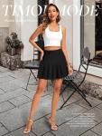 Black High Waist Pleated Mini Skirt for Women