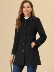 Allegra K Women's Classic Black Pea Coat with Pockets