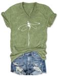 Cute Dragonfly V-Neck Tee for Summer