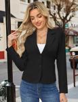 Women’s Black Cropped Blazer with Lapel Collar