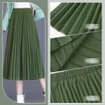 Green Midi Pleated Skirt for Women