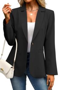 Lightweight Black Blazer with Pockets for Women