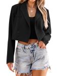Luvamia Women's Cropped Blazer Jacket - Black