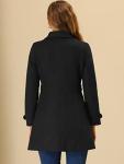 Allegra K Women's Classic Black Pea Coat with Pockets