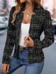 Slim Fit Black Tweed Blazer for Women