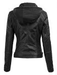 Faux Leather Moto Biker Jacket with Removable Hood