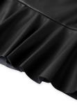 High Waisted Ruffle Mini PU Leather Skirt