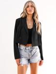 Luvamia Women's Cropped Blazer Jacket - Black