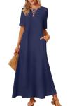 Navy Casual Maxi Dress with Pockets for Women