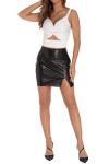 Black High Waisted Leather Mini Skirt for Women