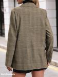Chic Brown Plaid Blazer Jacket for Women