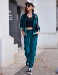 Ekouaer Women's Velvet Tracksuit Set with Pockets