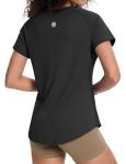 Loovoo Women's Short Sleeve Workout Tops - Black