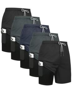 HOPLYNN 5 Pack Women's 2-in-1 Running Shorts