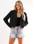 Luvamia Women's Cropped Blazer Jacket - Black