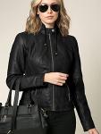 Faux Leather Moto Biker Jacket with Removable Hood