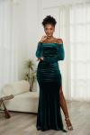 Vakkest Green Velvet Off-Shoulder Maxi Dress