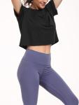 Black Loose Fit Workout Crop Top for Women