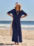 Navy Casual Maxi Dress with Pockets for Women