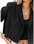 Luvamia Women's Cropped Blazer Jacket - Black