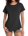 Loovoo Women's Short Sleeve Workout Tops - Black