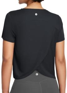 Baleaf Women's UPF 50+ Athletic Crop Top Black