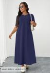 Navy Casual Maxi Dress with Pockets for Women