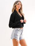 Luvamia Women's Cropped Blazer Jacket - Black