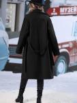 UTCoco Women's Black Wool Pea Coat with Belt