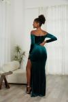 Vakkest Green Velvet Off-Shoulder Maxi Dress