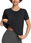 Baleaf Women's UPF 50+ Athletic Crop Top Black