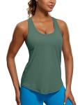 Pima Cotton Racerback Workout Tank in Graphite Green