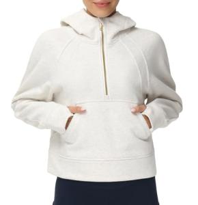Women’s Half Zip Fleece Crop Hoodie with Pockets