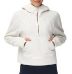Women’s Half Zip Fleece Crop Hoodie with Pockets