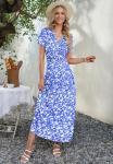AUSELILY Floral Maxi Dress with Pockets - Blue