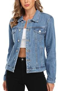 MISS MOLY Women's Trendy Denim Jacket with Pockets