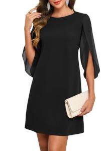 Floating Sleeve Black Cocktail Dress, Size L