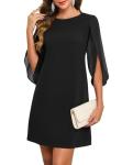 Floating Sleeve Black Cocktail Dress, Size L