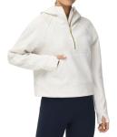 Women’s Half Zip Fleece Crop Hoodie with Pockets
