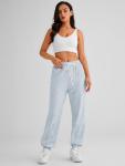 High Waisted Cinch Bottom Grey Sweatpants for Women