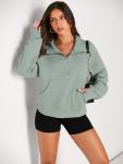 Cropped Half Zip Fleece Pullover Hoodie for Women