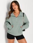 Cropped Half Zip Fleece Pullover Hoodie for Women