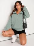 Cropped Half Zip Fleece Pullover Hoodie for Women