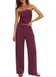 Summer Striped Two Piece Lounge Set for Women
