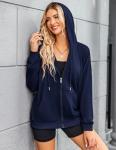 Zeagoo Women's Oversized Lightweight Zip Hoodie, Navy XL
