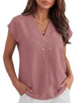 ANRABESS Women’s V Neck Cap Sleeve Casual Tops